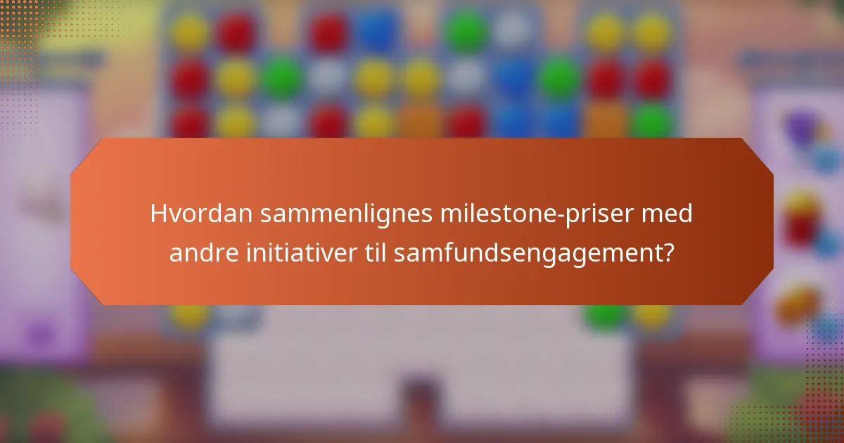 Hvordan sammenlignes milestone-priser med andre initiativer til samfundsengagement?