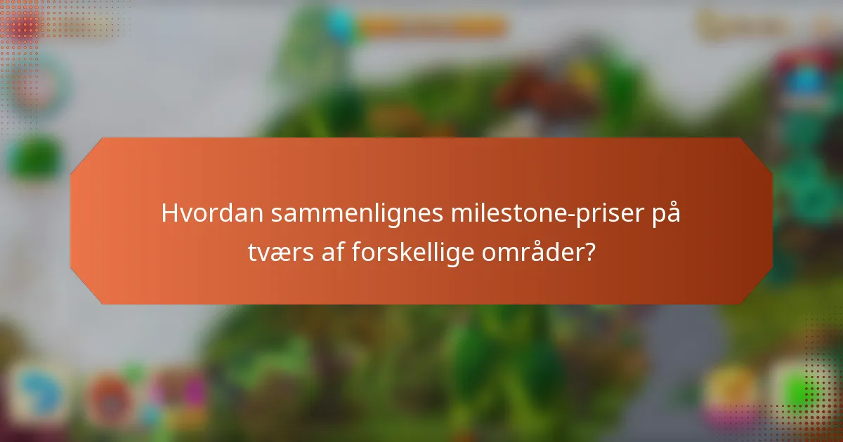 Hvordan sammenlignes milestone-priser på tværs af forskellige områder?